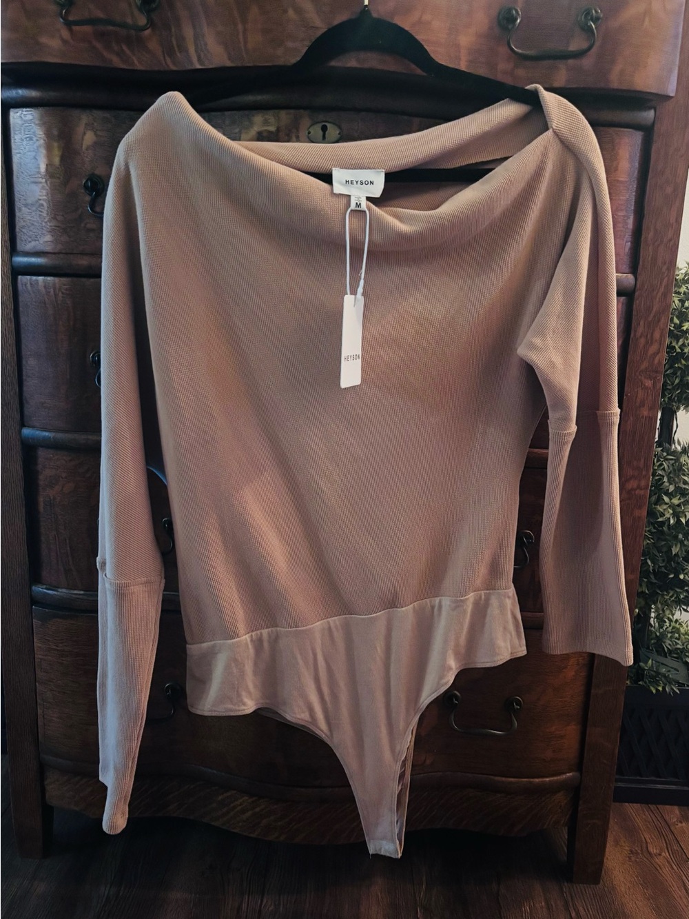 Heyson Women's Long Sleeve Bodysuit in Taupe
